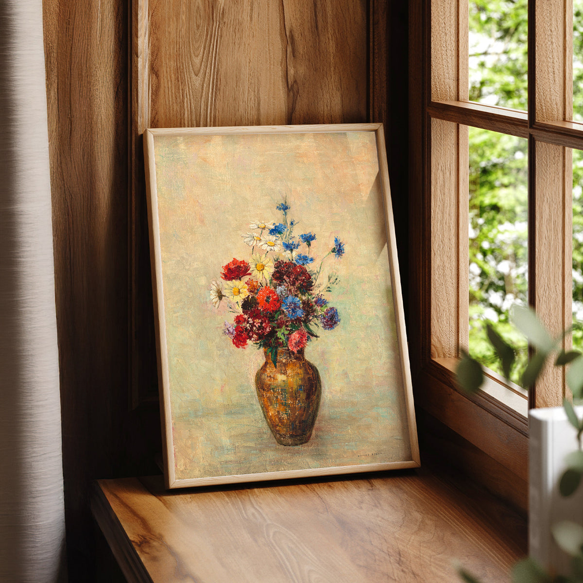 Odilon Redon Flowers in a Brown Vase Art Print — artwork preview 7