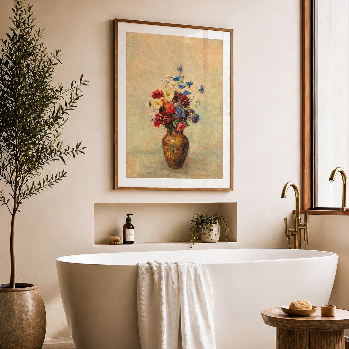 Odilon Redon Flowers in a Brown Vase Art Print — artwork preview 22