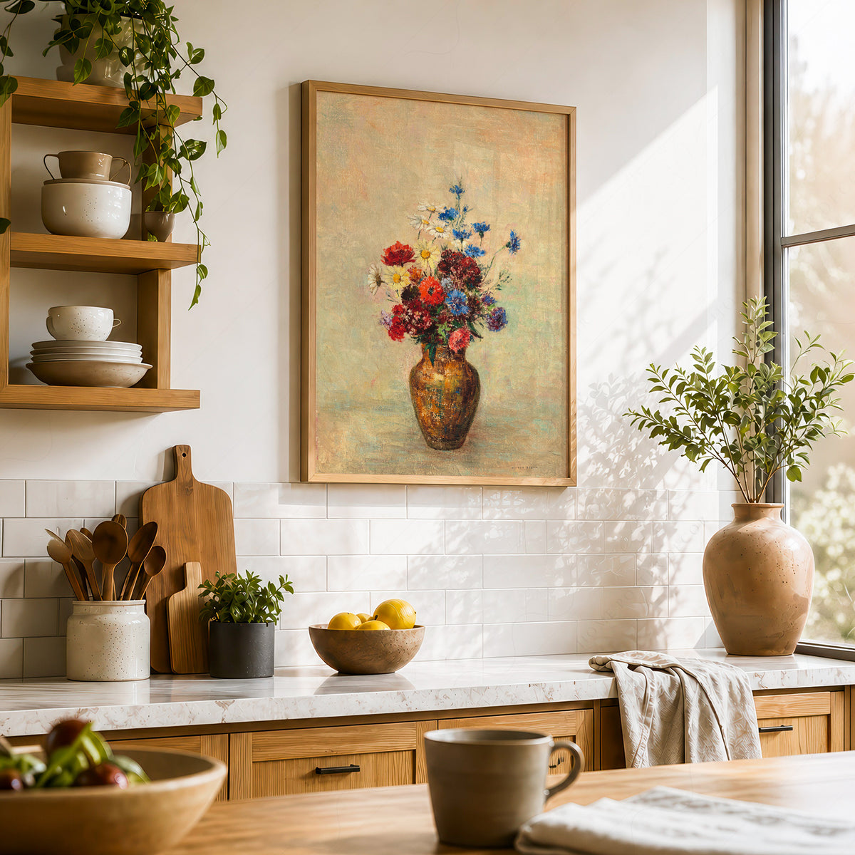 Odilon Redon Flowers in a Brown Vase Art Print — artwork preview 23