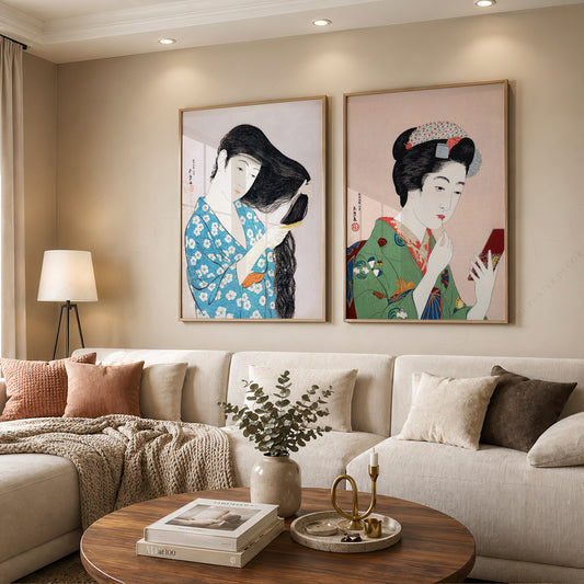 Goyo Hashiguchi Woman Combing Hair & Applying Rouge Print Set – Japanese Art — artwork preview 12