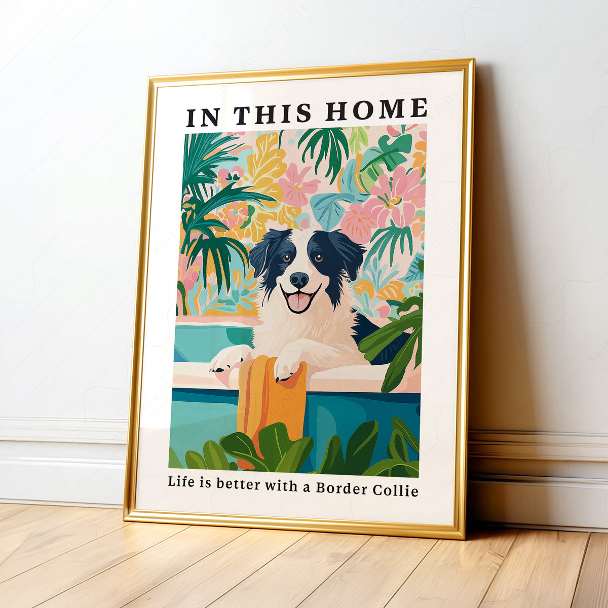 Border Collie Wall Art Print – Colorful Dog Lover Poster Decor – 61-17 — artwork preview 1