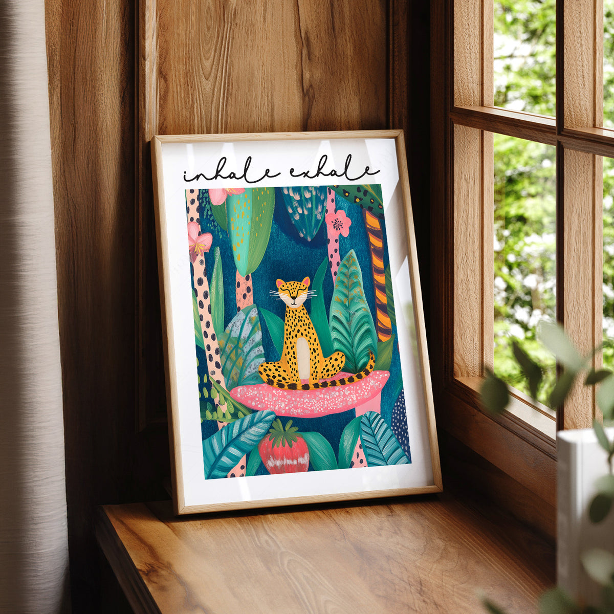 Inhale Exhale Cheetah Art Print – Maximalist Jungle Zen Wall Decor – 113-02 — artwork preview 7
