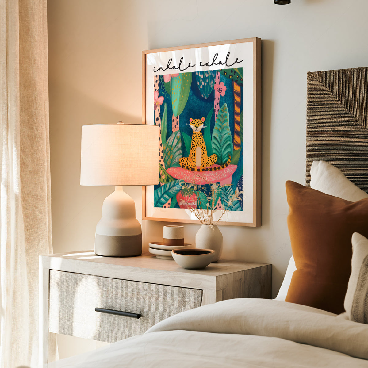 Inhale Exhale Cheetah Art Print – Maximalist Jungle Zen Wall Decor – 113-02 — artwork preview 19