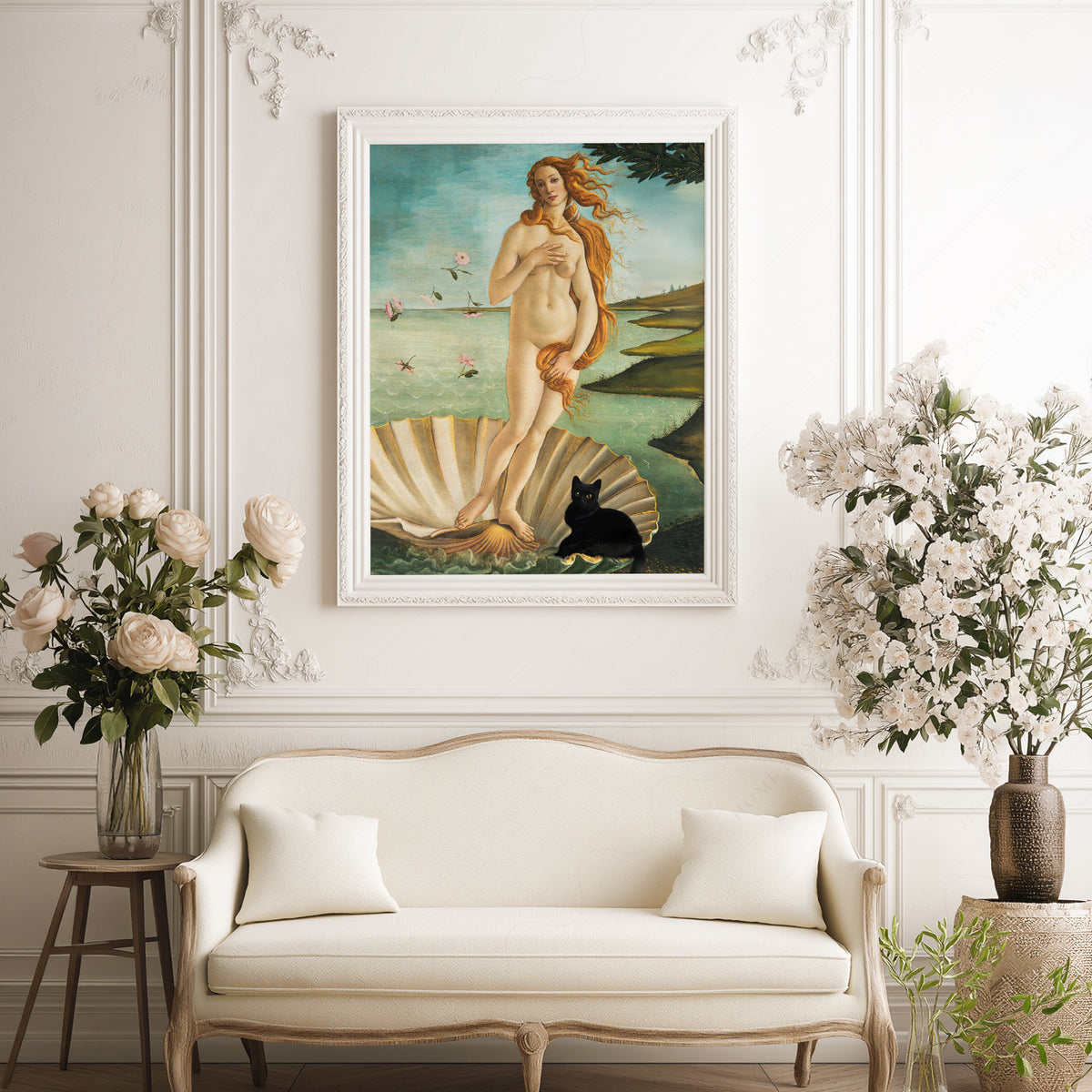 Botticelli Birth of Venus Black Cat Print – Funny Renaissance Art Poster – 62-B — artwork preview 17