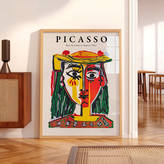 Pablo Picasso Buste de Femme au Chapeau Art Print – Cubist Wall Art — artwork preview 5