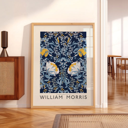 William Morris Blue Floral - Botanical Wall Art Print — artwork preview 5