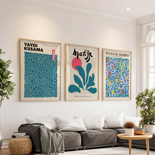 Kusama Matisse William Morris Set of 3 Prints – Eclectic Gallery Wall Art — artwork preview 1