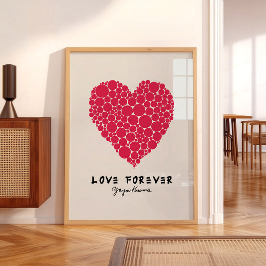 Yayoi Kusama Love Forever Art Print – Red Heart Polka Dot Poster — artwork preview 5