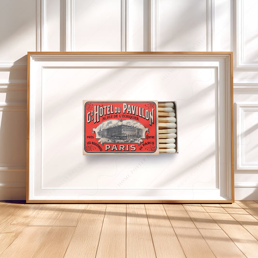 Paris Hotel du Pavillon Vintage Matchbox Print – Retro Travel Wall Art — artwork preview 5