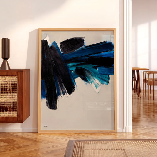 Pierre Soulages Abstract Art Print – Blue Black Modern Wall Art Poster — artwork preview 5