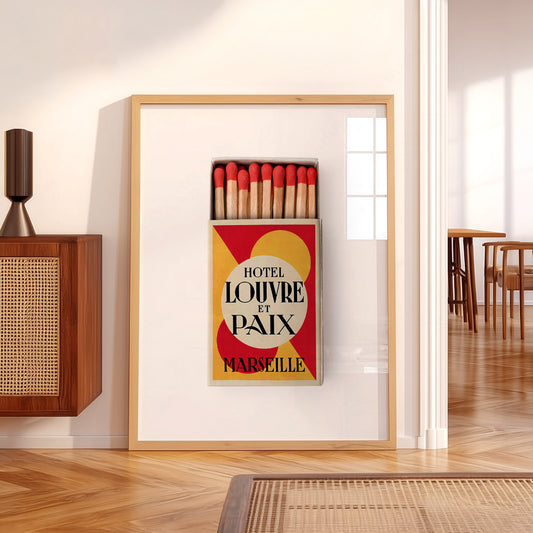 Vintage Hotel Louvre et Paix Marseille Matchbox Print – Retro French Wall Art — artwork preview 5