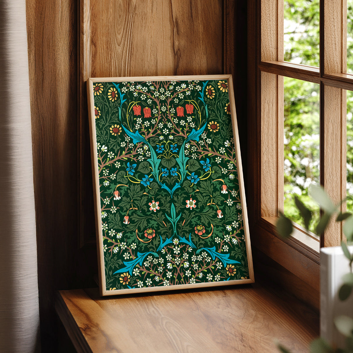 William Morris Blackthorn Green Botanical Pattern Art Print — artwork preview 7