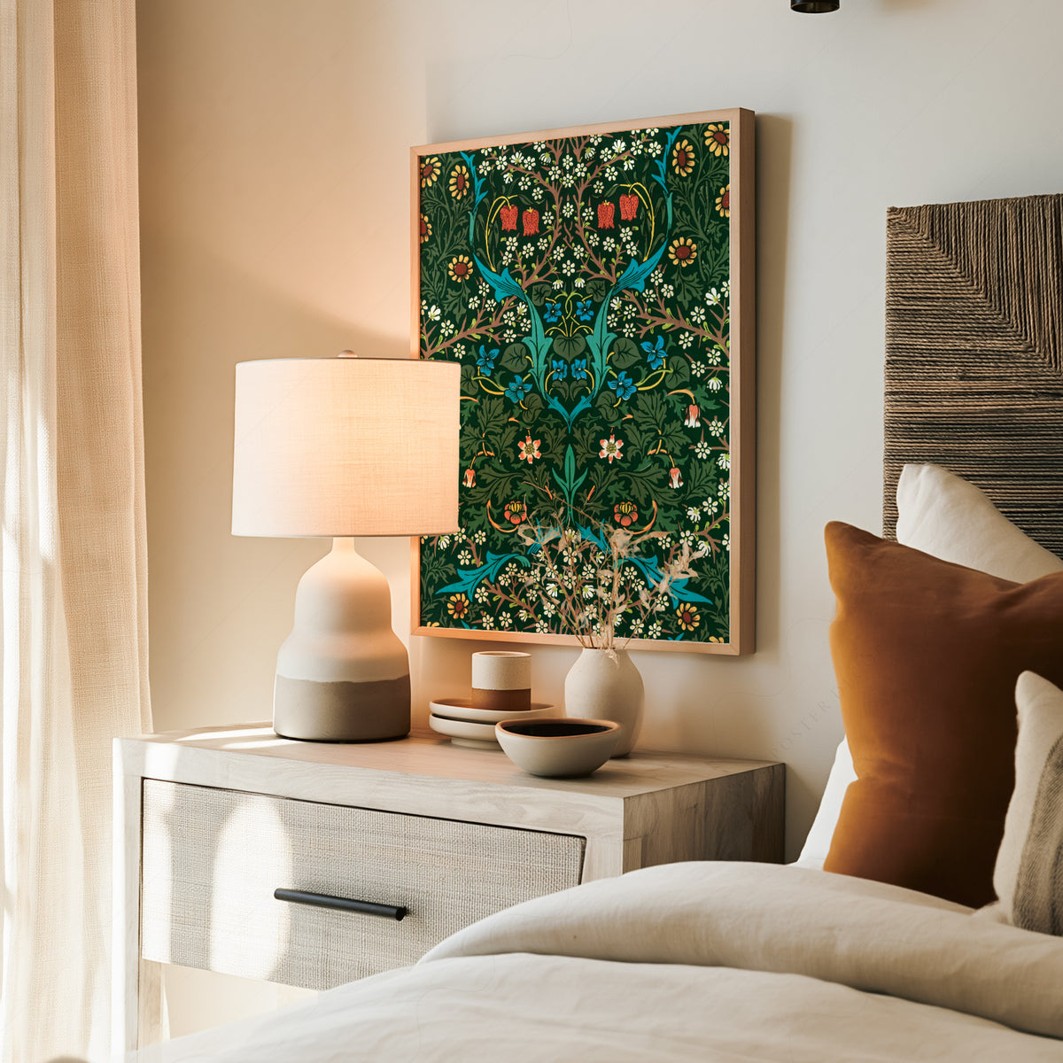William Morris Blackthorn Green Botanical Pattern Art Print — artwork preview 19