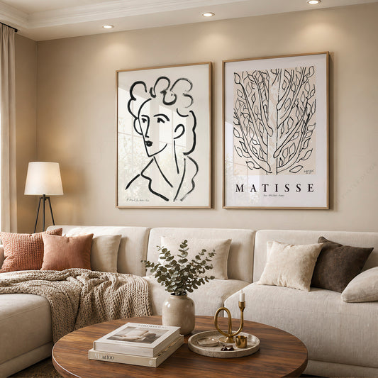 Henri Matisse Tête and The Tree Set of 2 Prints – Neutral Line Art Decor — artwork preview 12