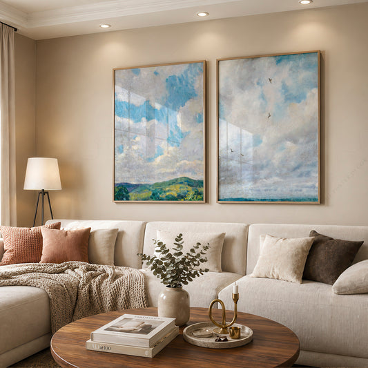 Cloud Study Art Print Set of 2 – Muted Sky & Countryside Landscape Poster – 28-04 — artwork preview 12