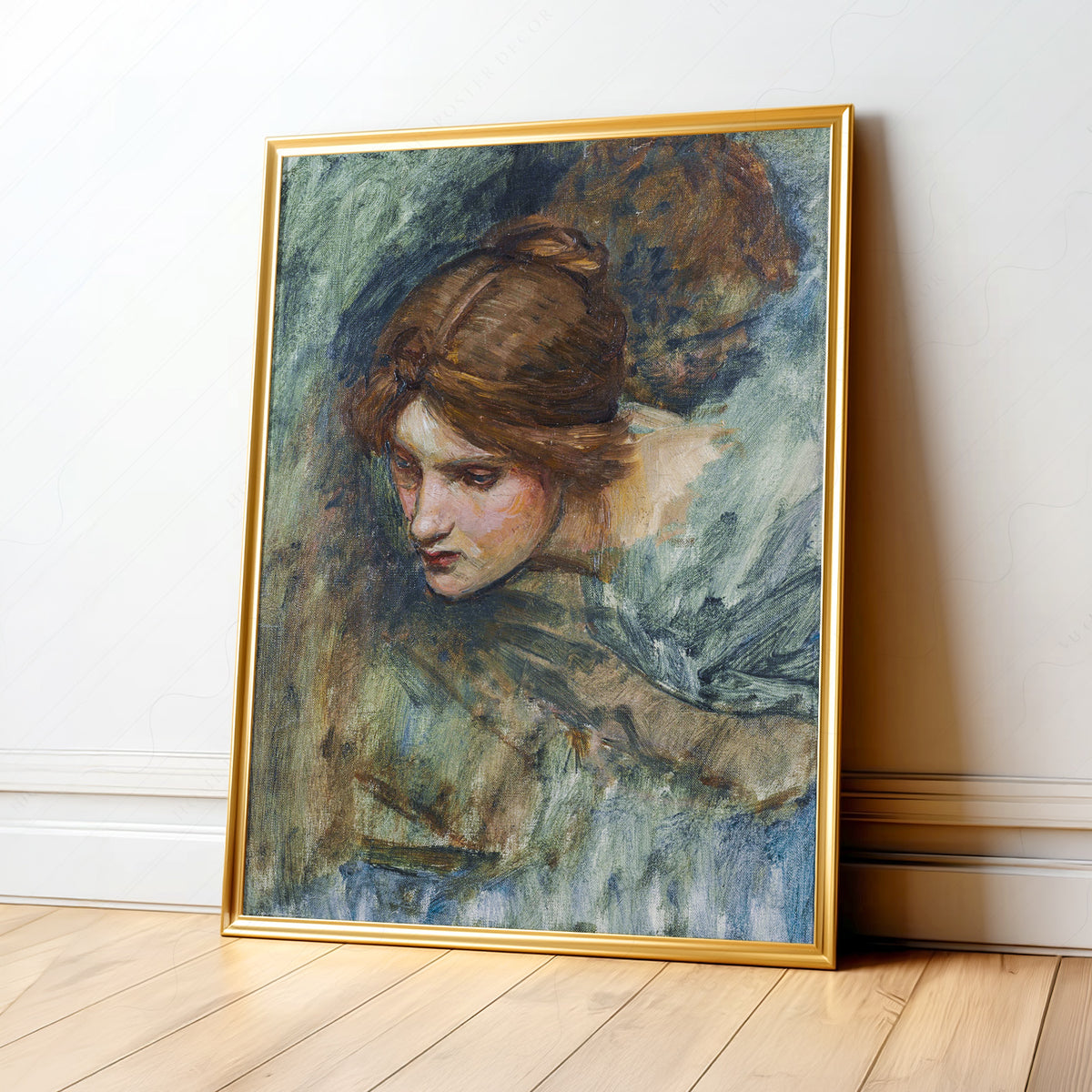 John William Waterhouse Study of a Woman's Head Art Print — artwork preview 1