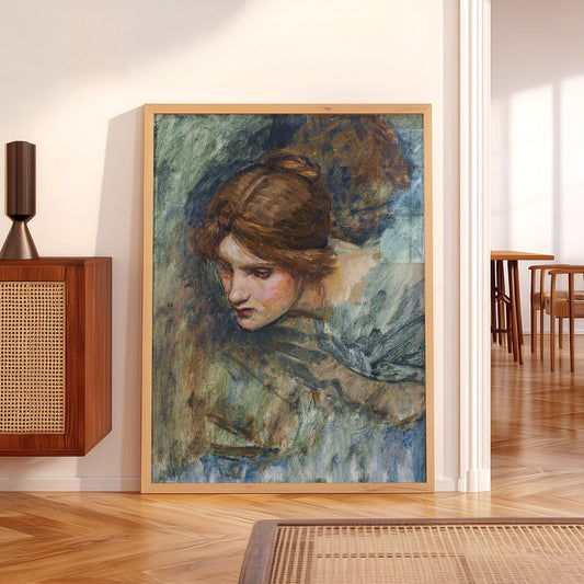 John William Waterhouse Study of a Woman's Head Art Print — artwork preview 5