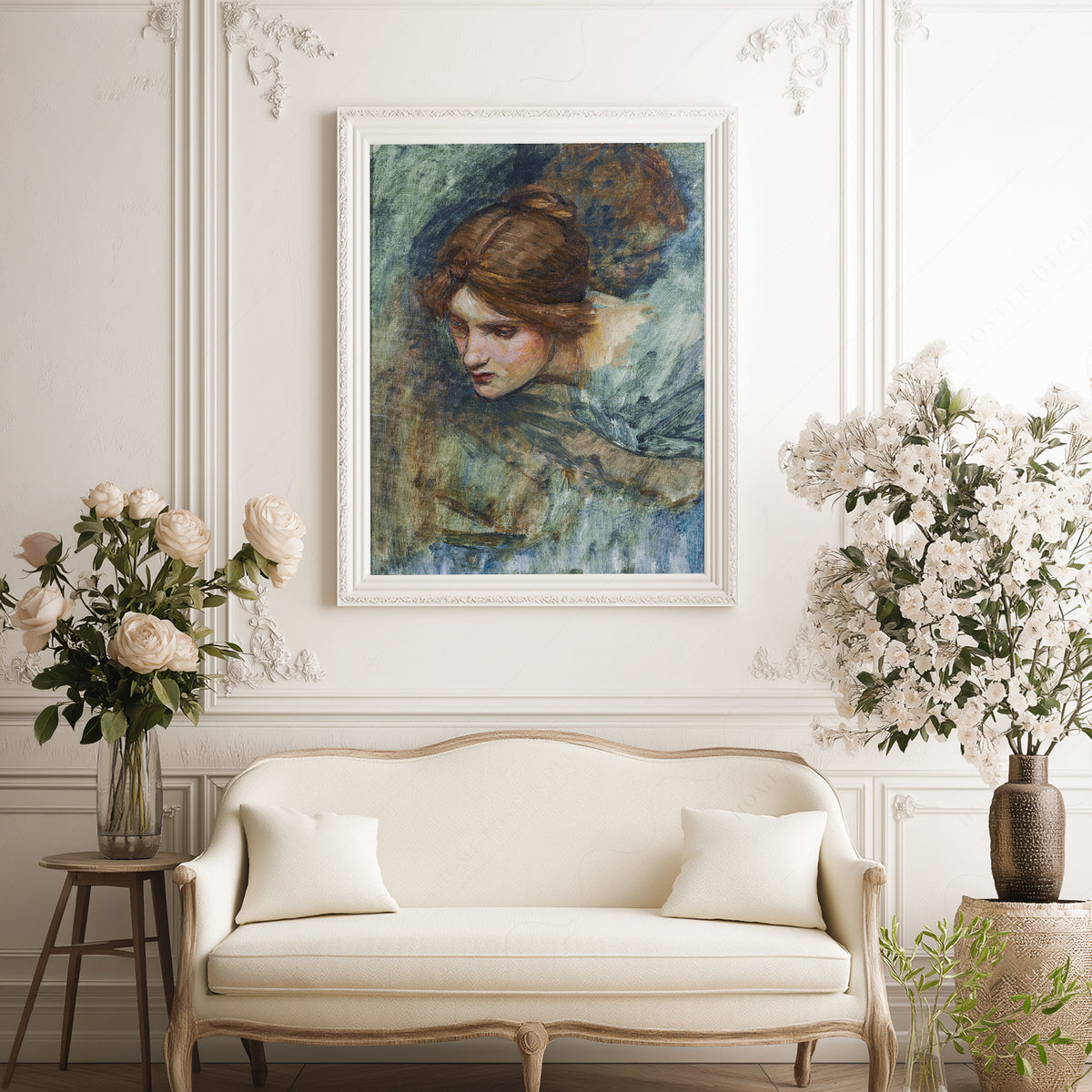 John William Waterhouse Study of a Woman's Head Art Print — artwork preview 17