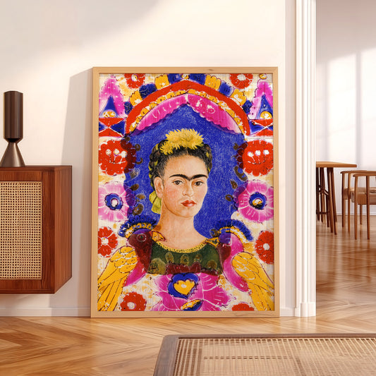 Frida Kahlo Self-Portrait The Frame Art Print – Mexican Folk Art Poster — artwork preview 5