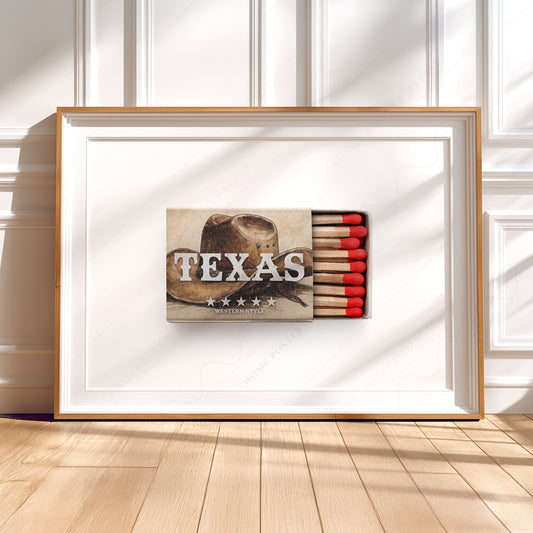 Texas Western Style Matchbox Print – Vintage Cowboy Wall Art Poster — artwork preview 5