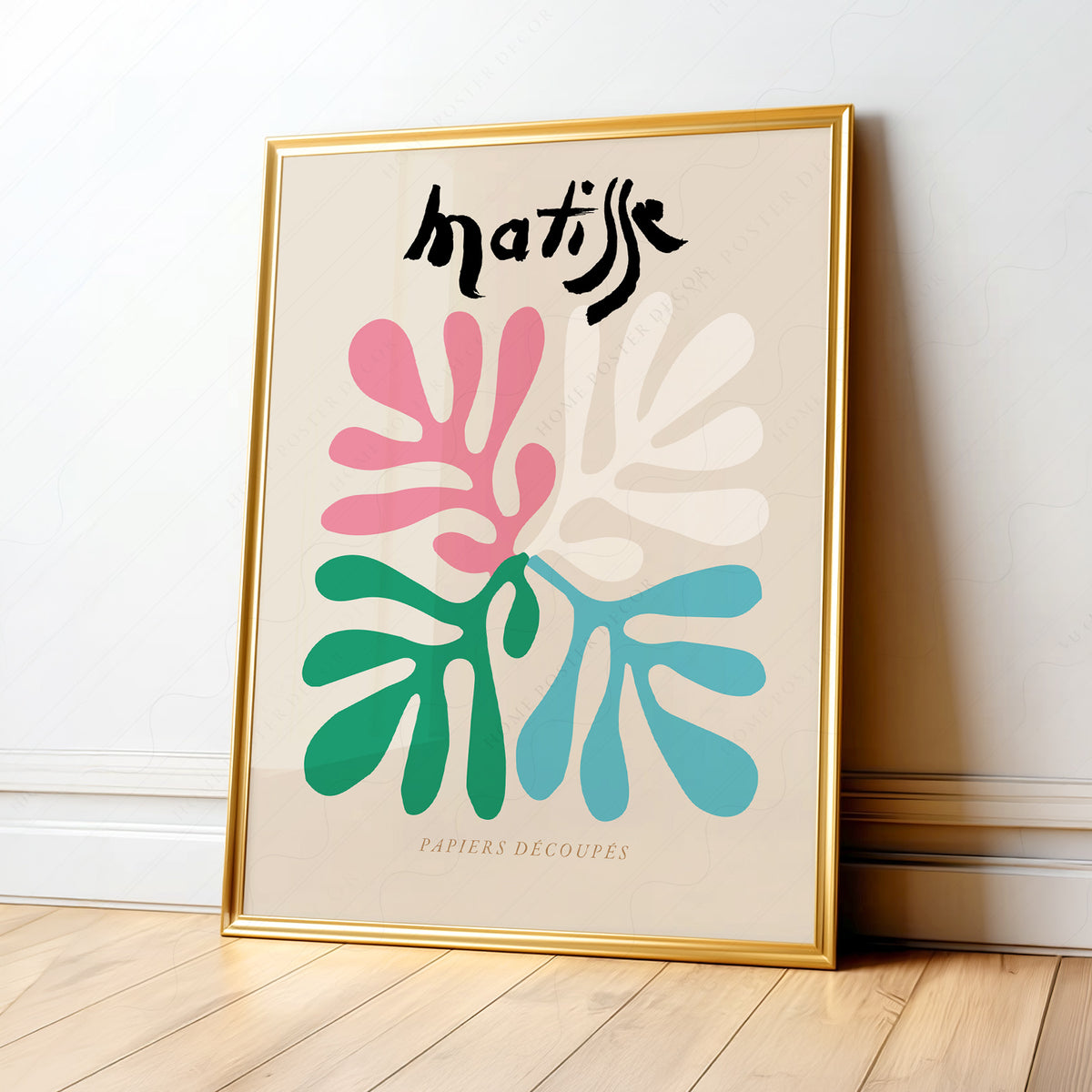 Henri Matisse Pink and Green Cut-Out Leaves Art Print — artwork preview 1