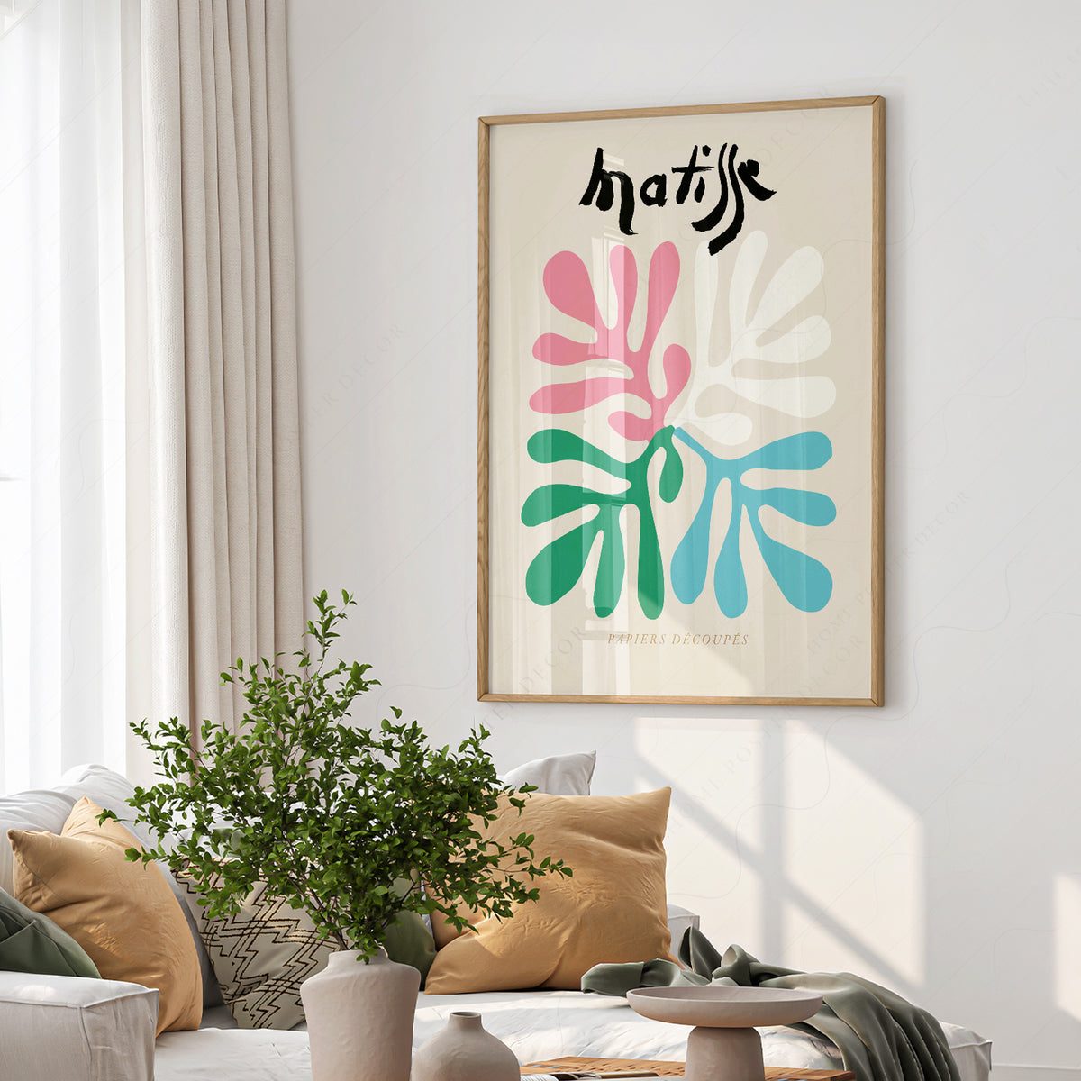 Henri Matisse Pink and Green Cut-Out Leaves Art Print — artwork preview 6