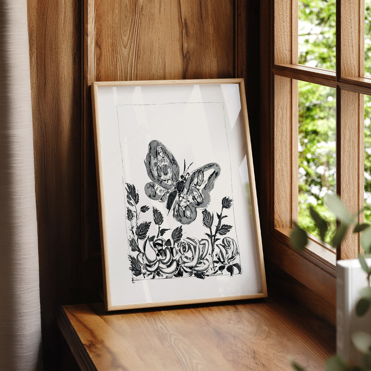 Pablo Picasso Butterfly and Flowers Art Print — artwork preview 7