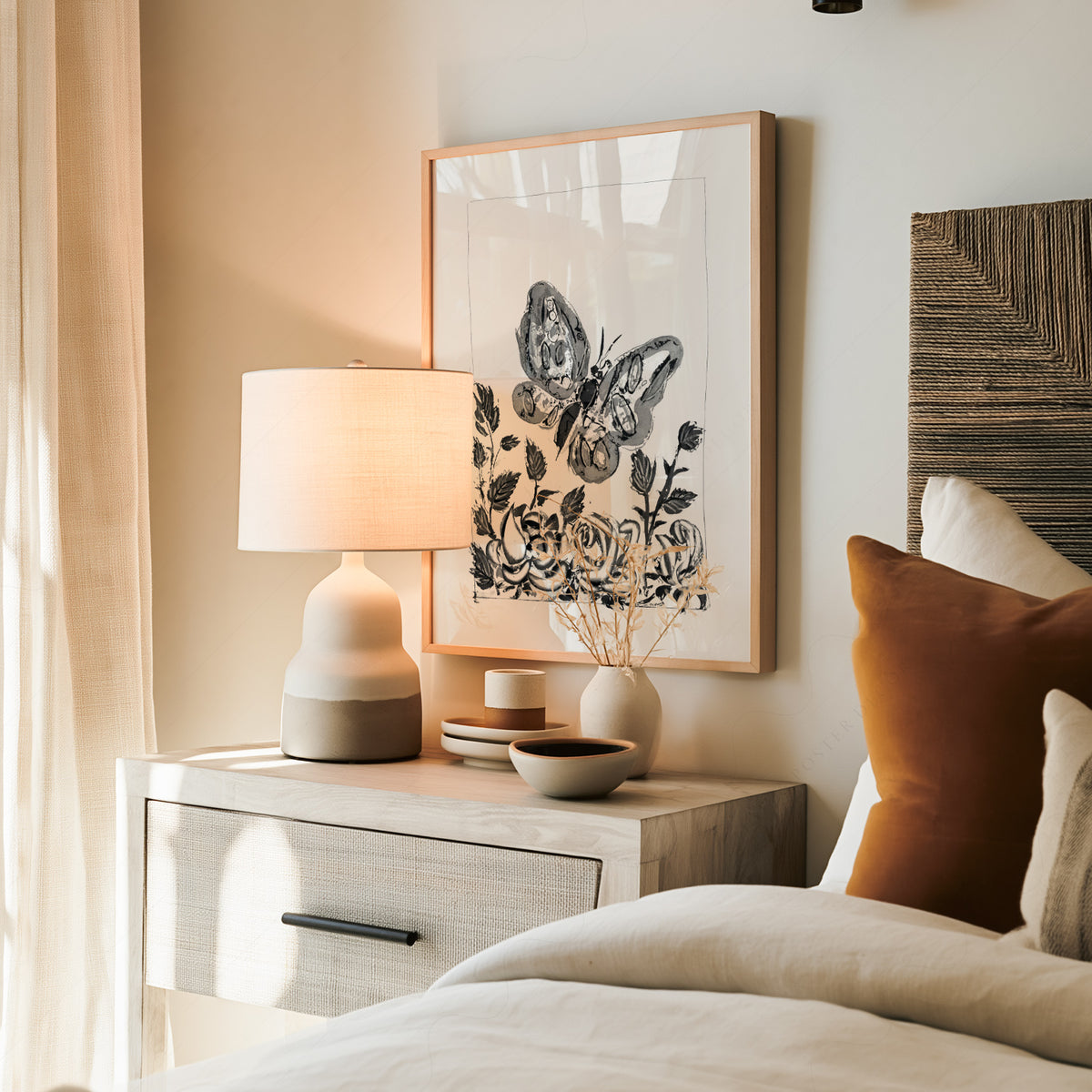 Pablo Picasso Butterfly and Flowers Art Print — artwork preview 19