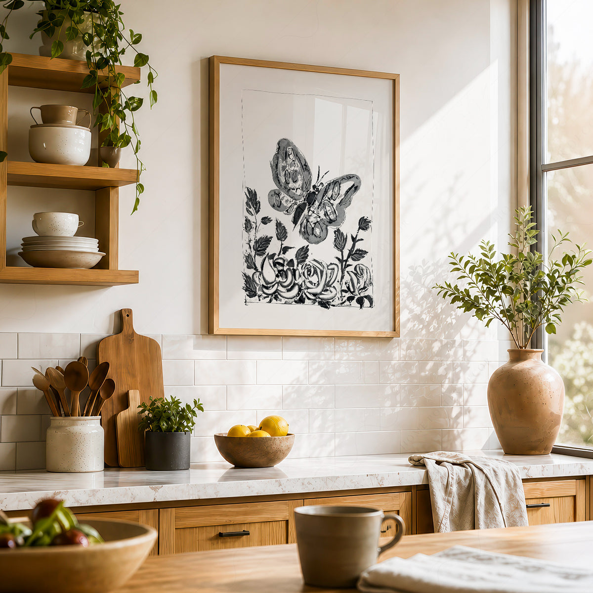 Pablo Picasso Butterfly and Flowers Art Print — artwork preview 23