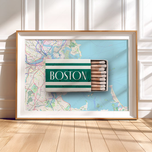 Boston Matchbox Print – Vintage City Map Travel Poster Wall Art — artwork preview 5