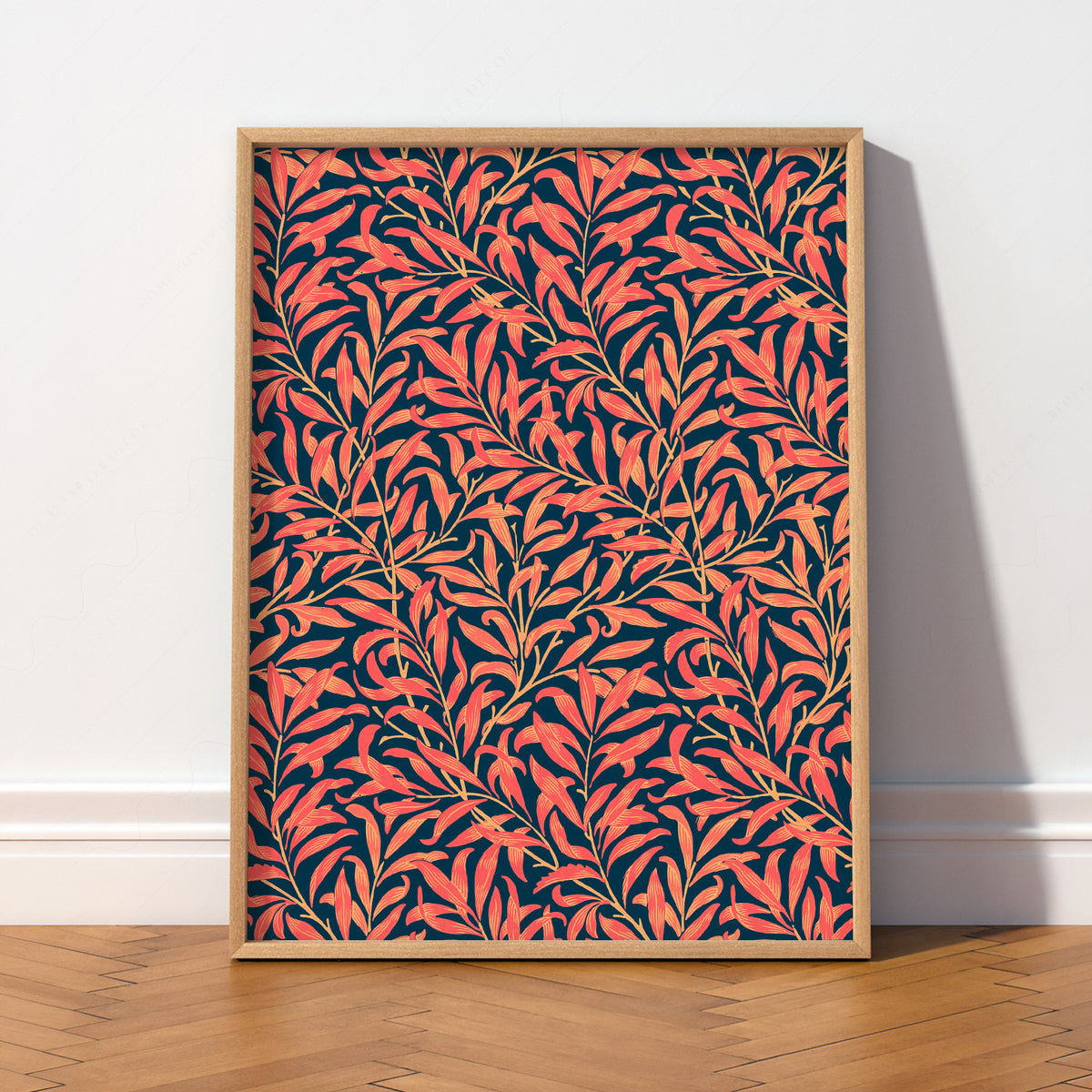 William Morris Coral Leaves on Navy Art Print — artwork preview 2