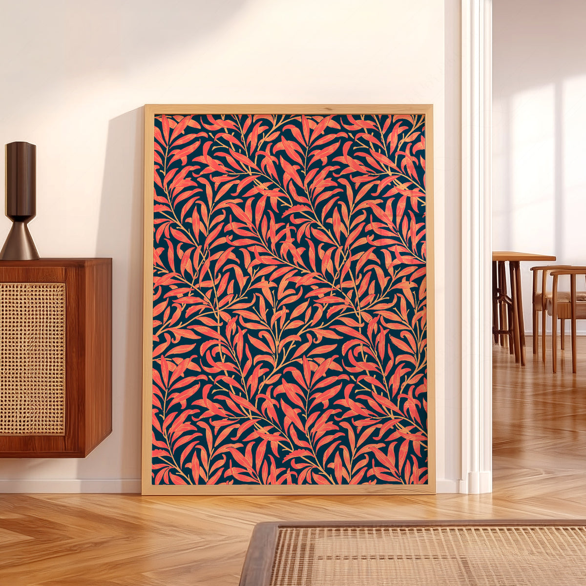 William Morris Coral Leaves on Navy Art Print — artwork preview 5