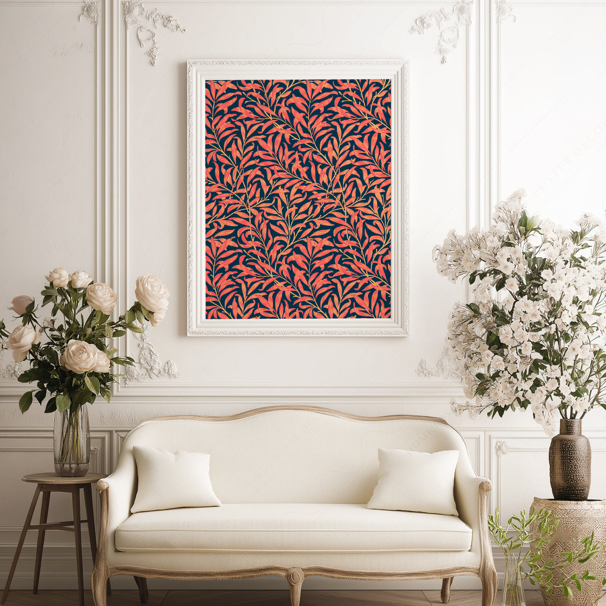 William Morris Coral Leaves on Navy Art Print — artwork preview 17