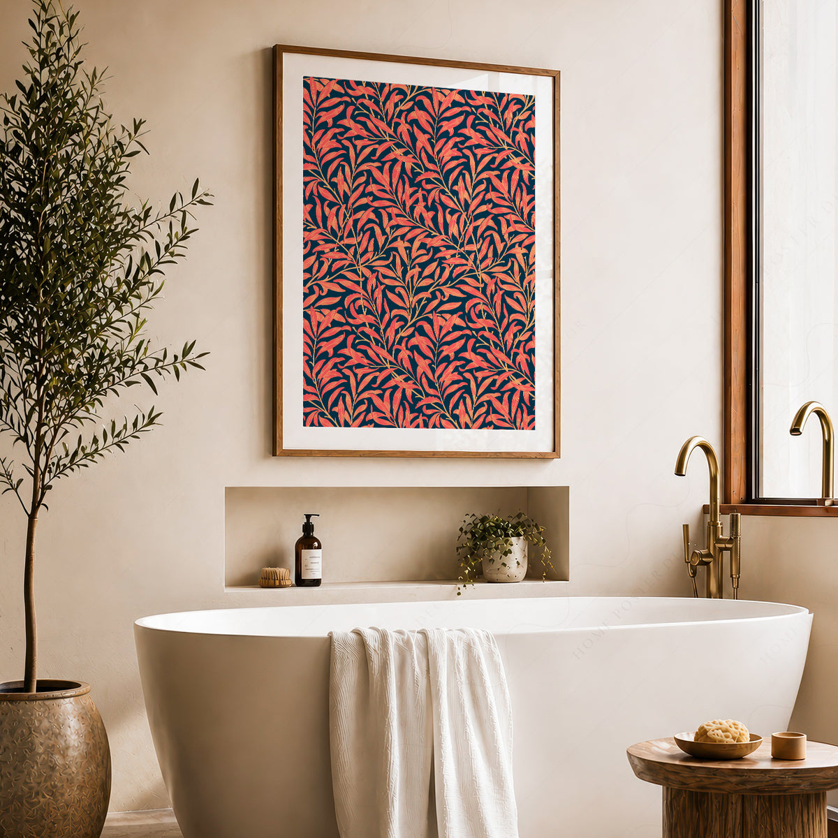 William Morris Coral Leaves on Navy Art Print — artwork preview 22