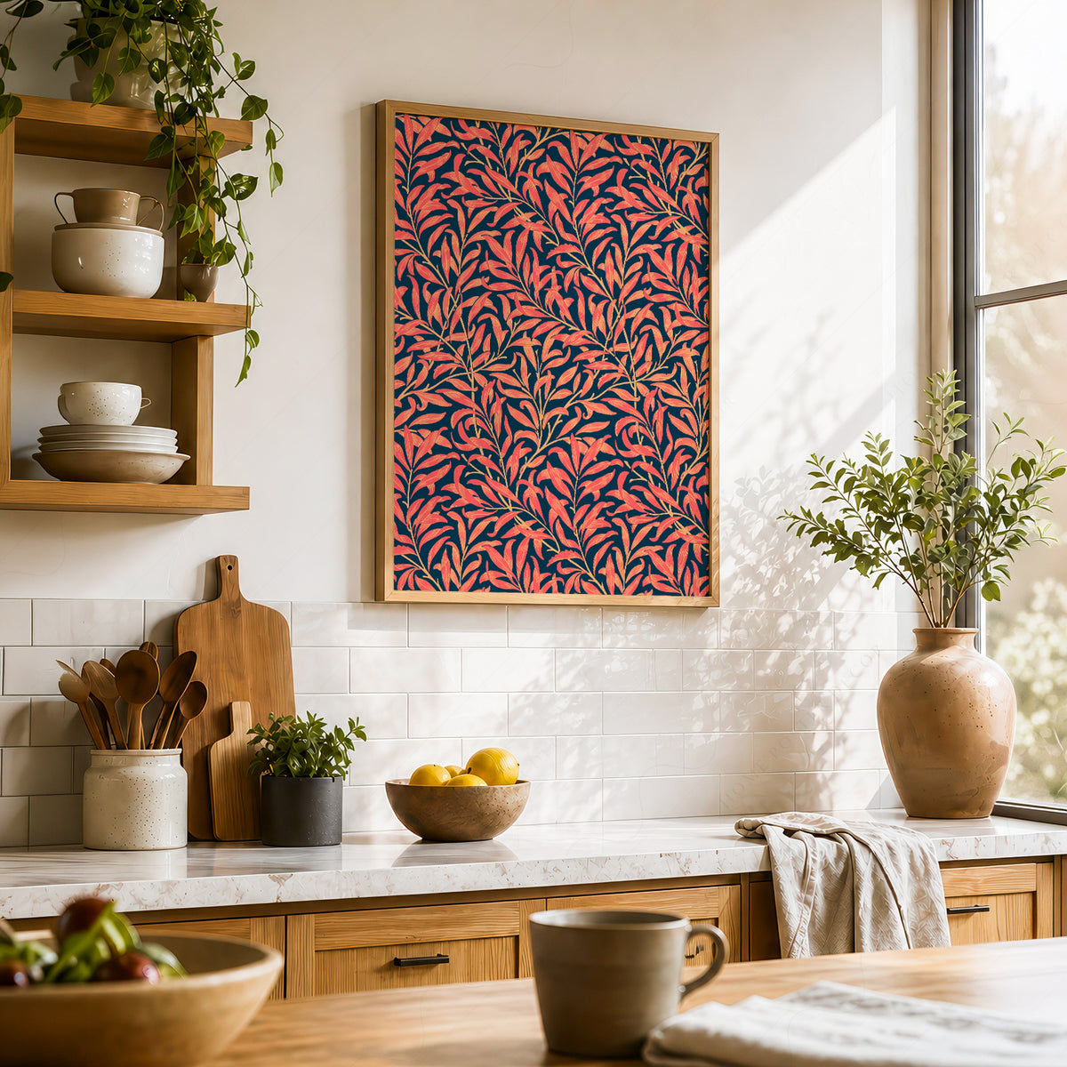 William Morris Coral Leaves on Navy Art Print — artwork preview 23