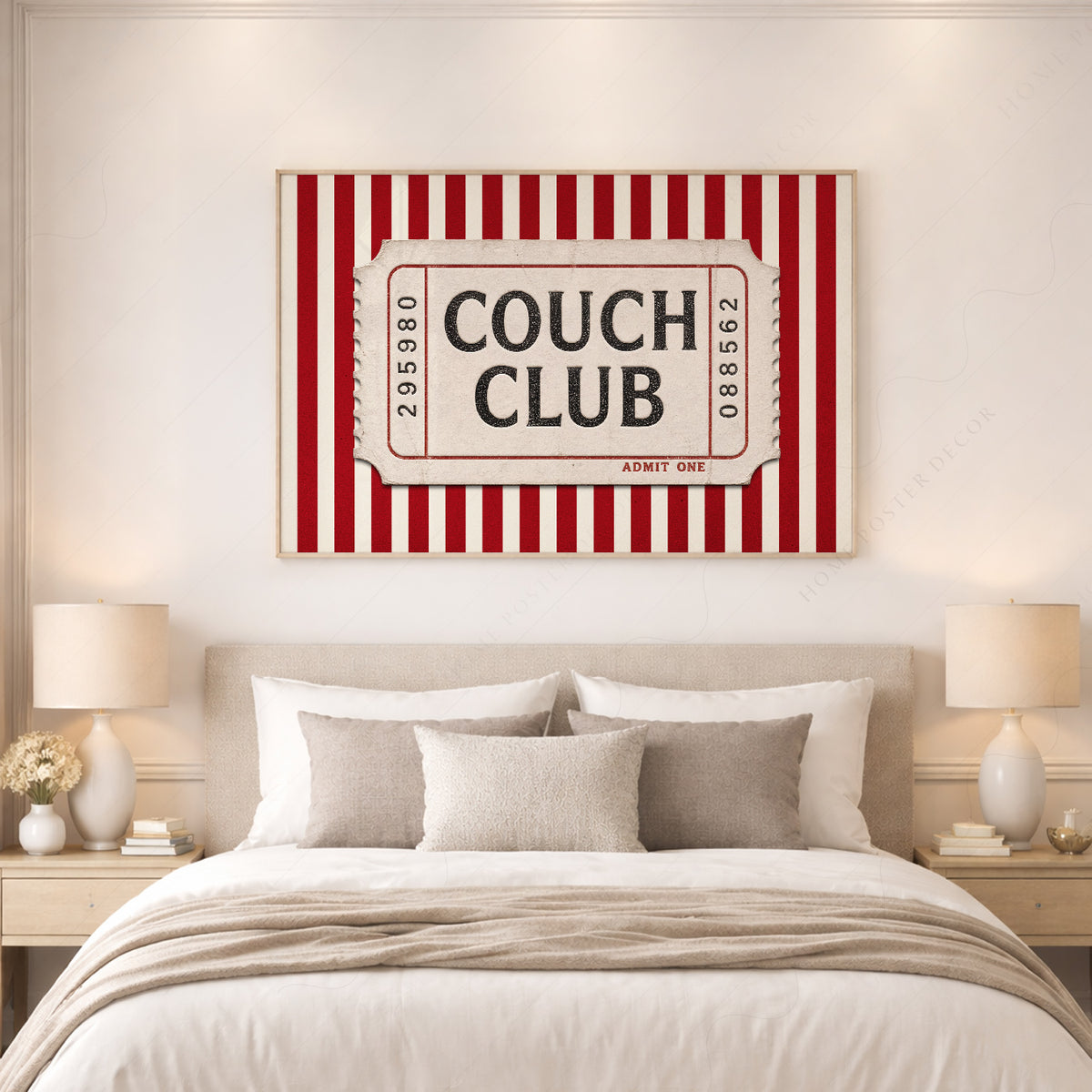 Couch Club Red Stripe Ticket Art Print — artwork preview 17