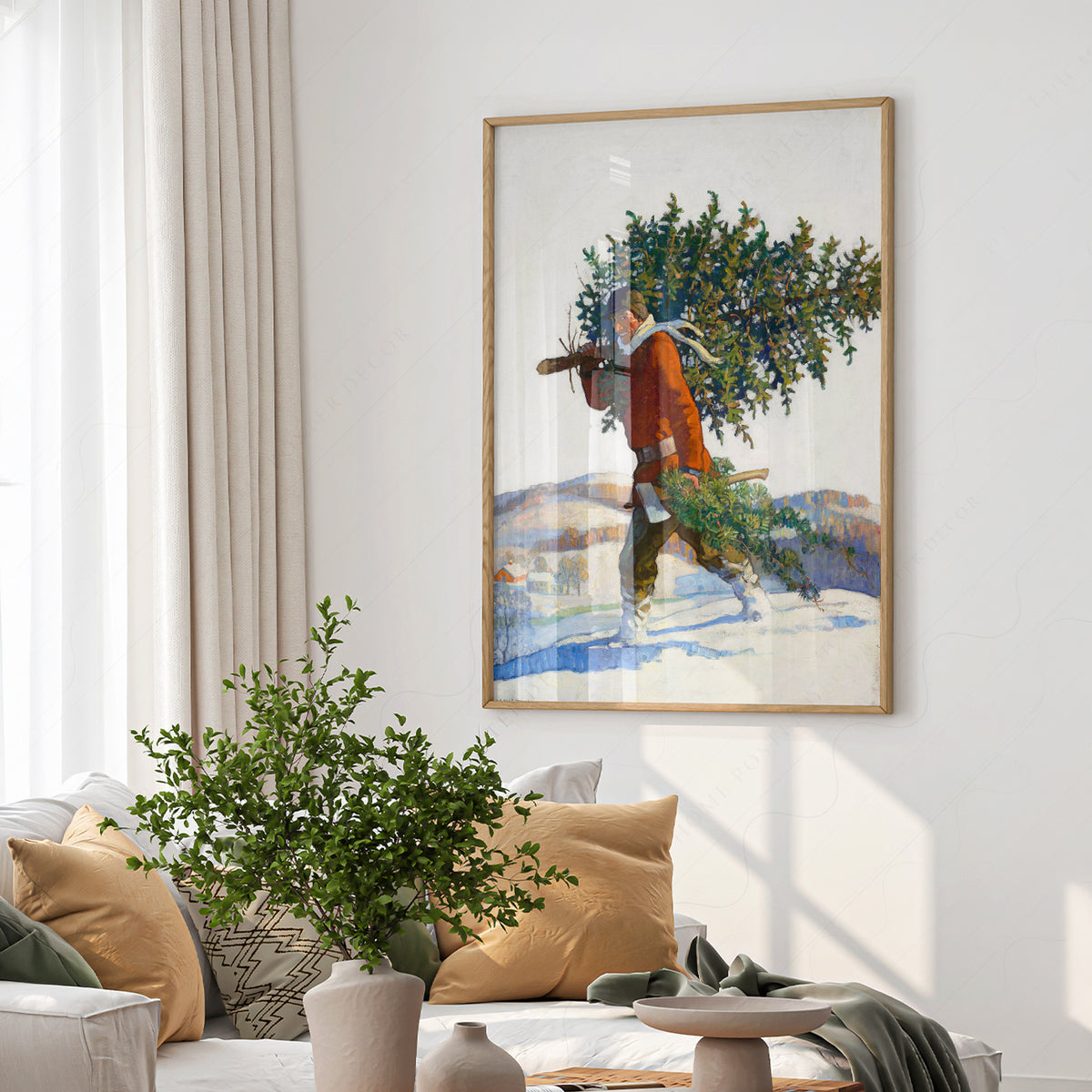 Carrying the Christmas Tree Art Print — artwork preview 6