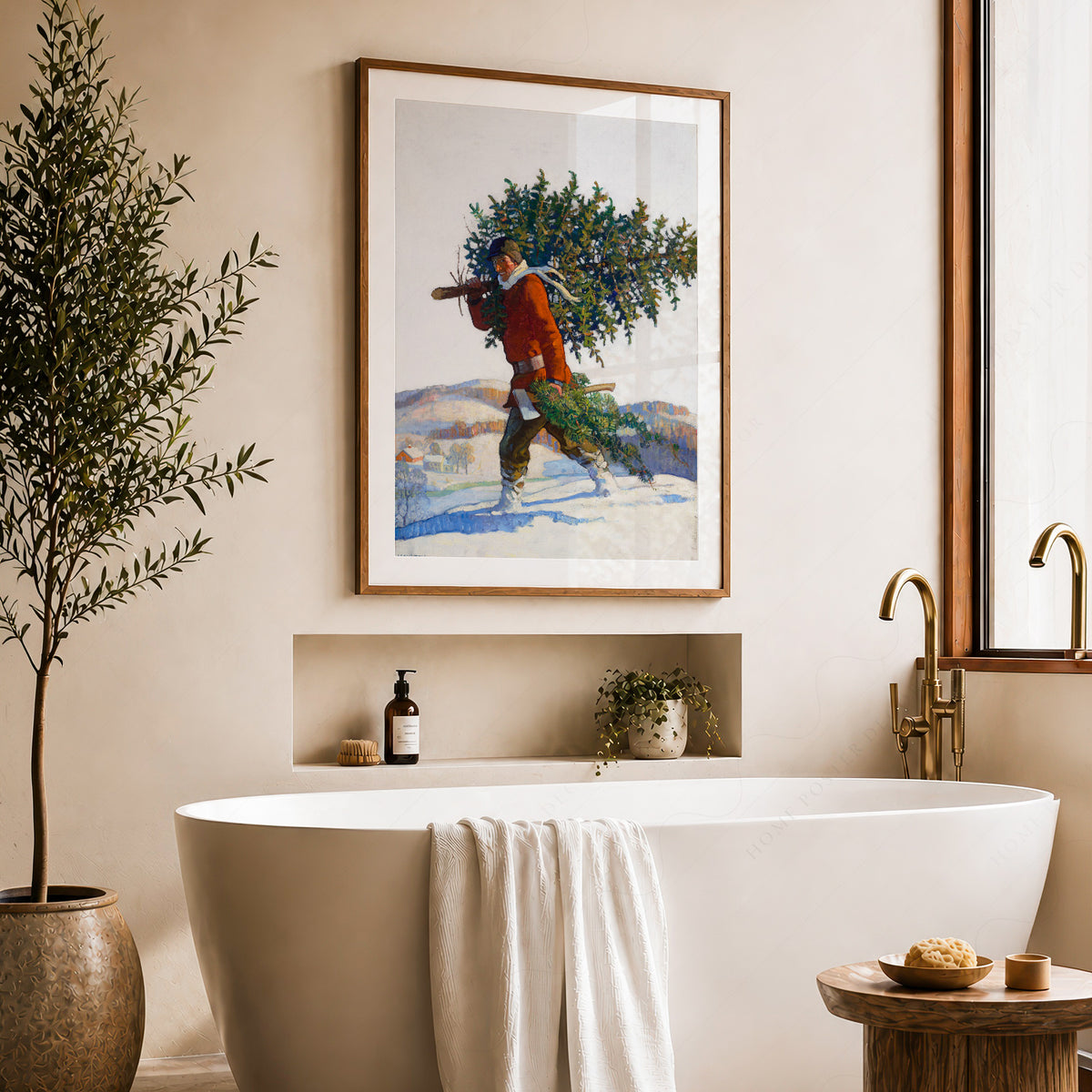 Carrying the Christmas Tree Art Print — artwork preview 22