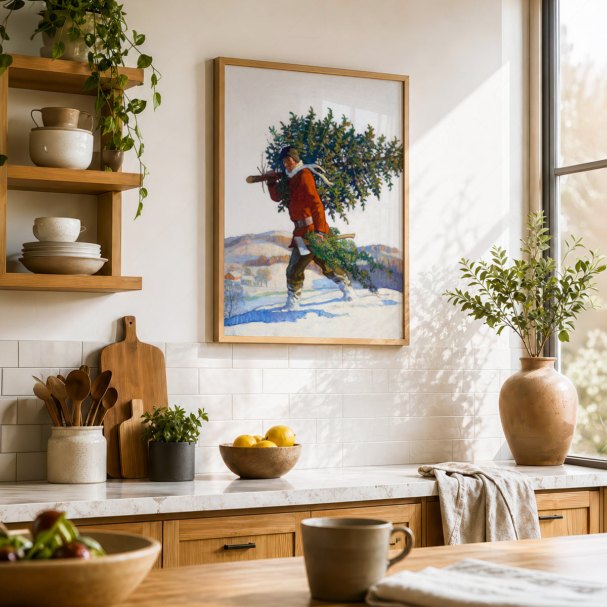 Carrying the Christmas Tree Art Print — artwork preview 23