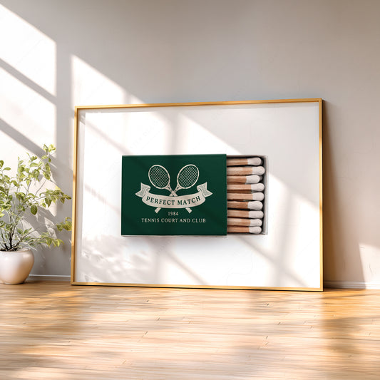 Vintage Tennis Club Matchbox Print – Preppy Sporting Wall Art Poster — artwork preview 2