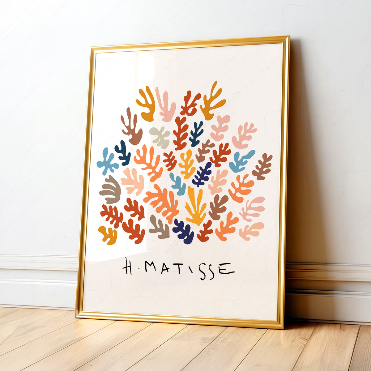 Henri Matisse Warm Multicolour Leaf Pattern Art Print — artwork preview 1