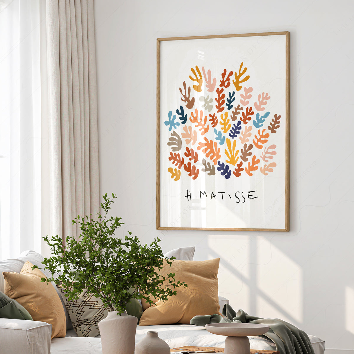 Henri Matisse Warm Multicolour Leaf Pattern Art Print — artwork preview 6