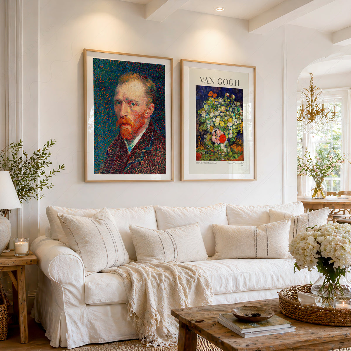 Van Gogh Print Set of 2 – Self-Portrait & Bouquet of Flowers Wall Art — artwork preview 1