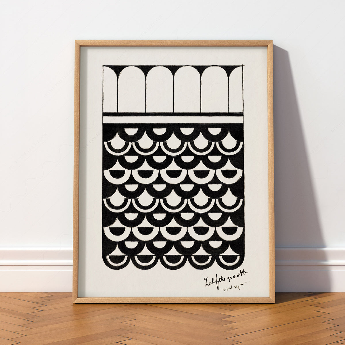 Samuel Jessurun de Mesquita Black and White Scallop Pattern Art Print — artwork preview 2