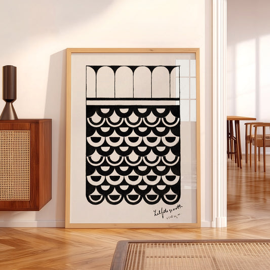 Samuel Jessurun de Mesquita Black and White Scallop Pattern Art Print — artwork preview 5