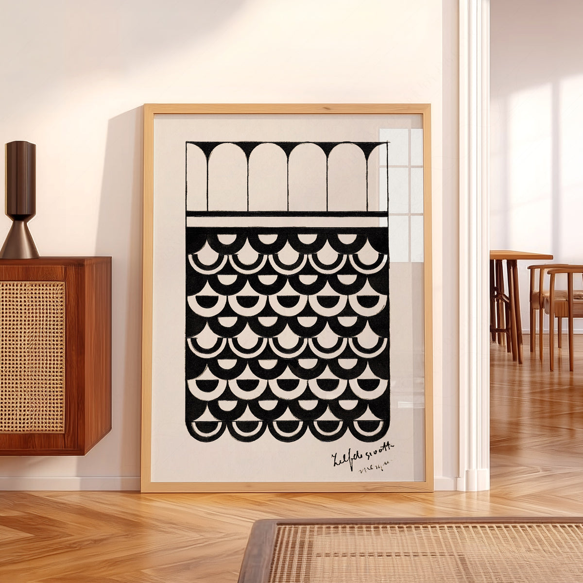 Samuel Jessurun de Mesquita Black and White Scallop Pattern Art Print — artwork preview 5