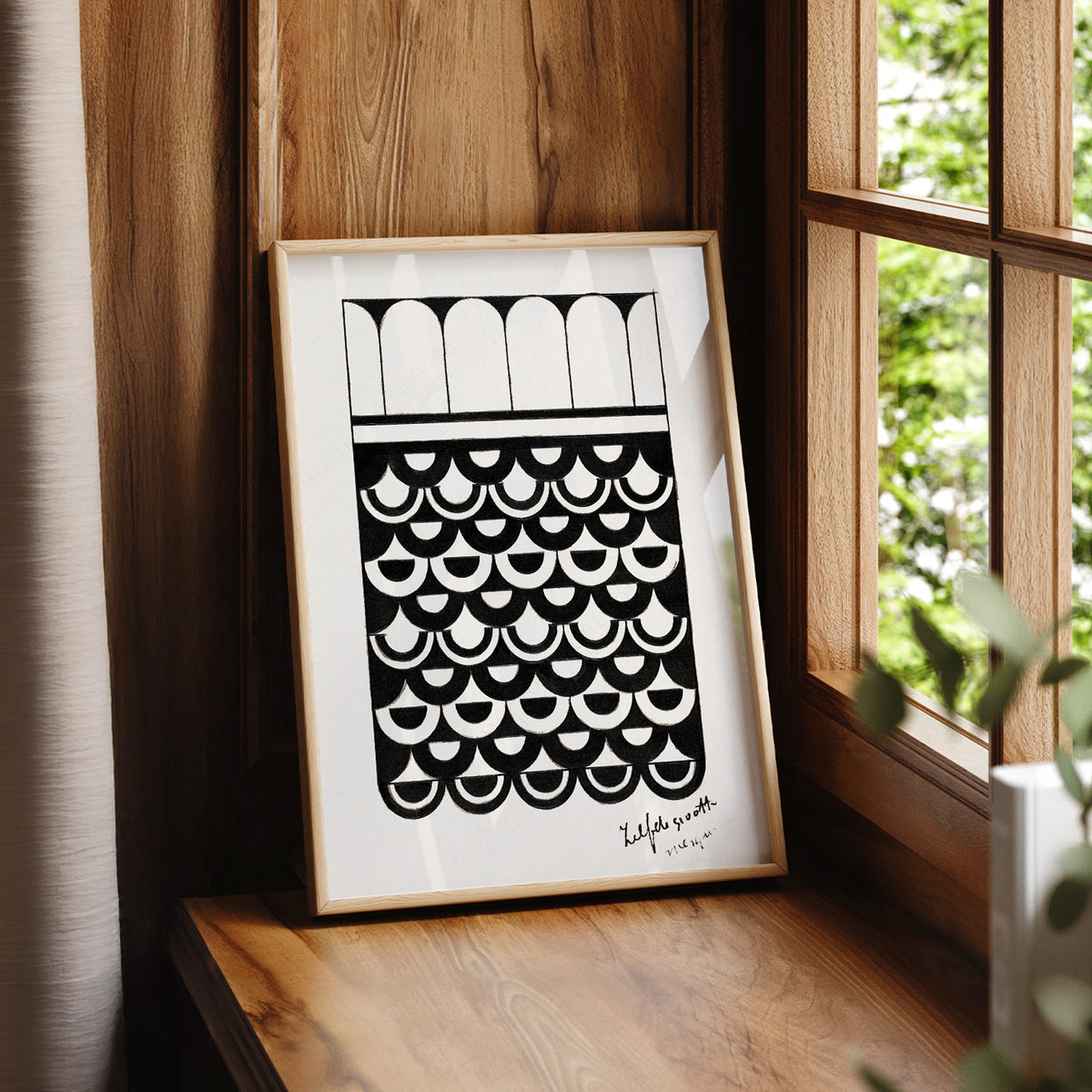 Samuel Jessurun de Mesquita Black and White Scallop Pattern Art Print — artwork preview 7