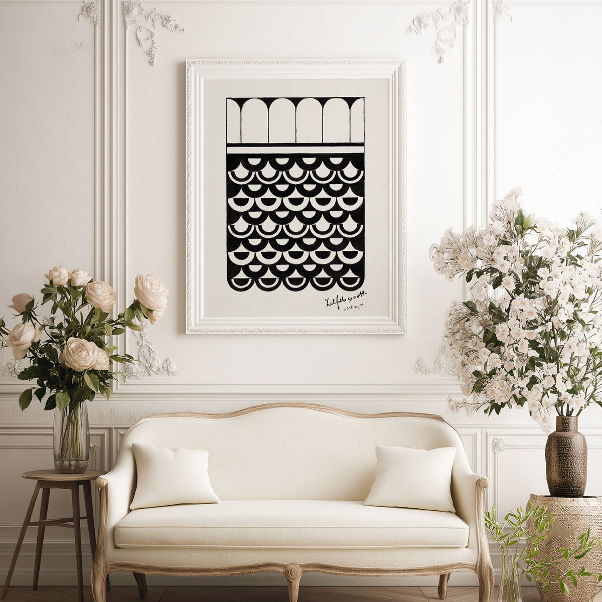 Samuel Jessurun de Mesquita Black and White Scallop Pattern Art Print — artwork preview 17