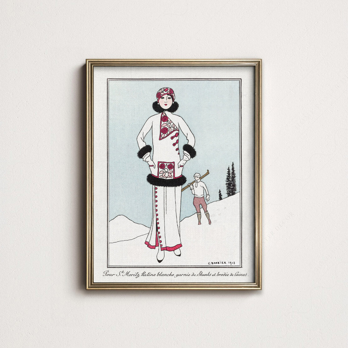 Winter Fashion Illustration Print – Vintage Snow Scene Wall Art – 19-03 — artwork preview 14