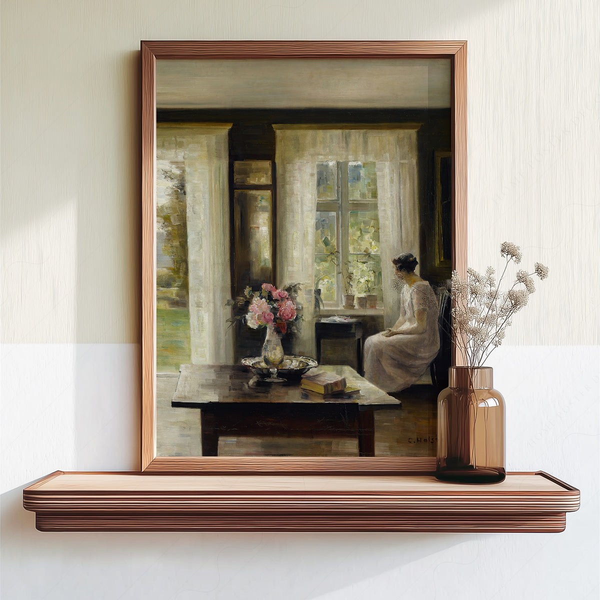 Woman by a Sunlit Window Art Print – Vintage Interior Wall Art – 00-01 — artwork preview 18
